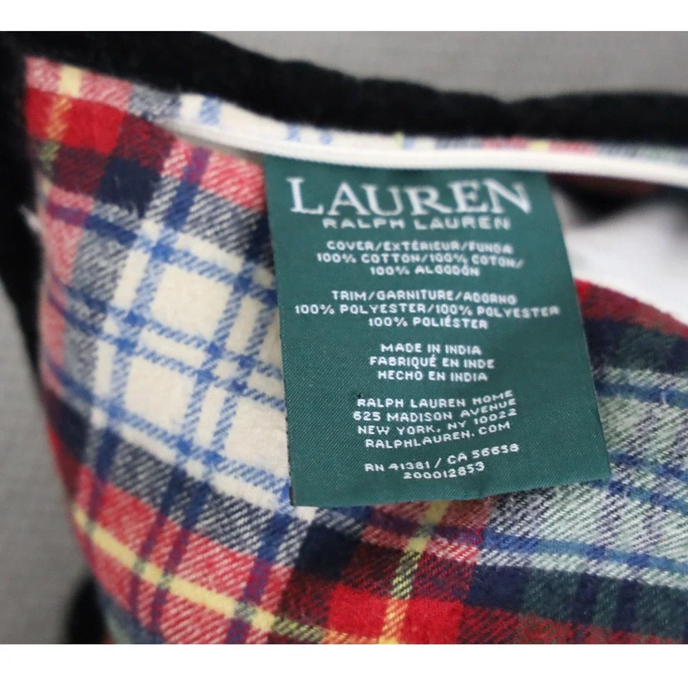 Lauren Ralph Lauren Plaid Throw Pillow Red‎ Green Blue Cotton Tartan Square